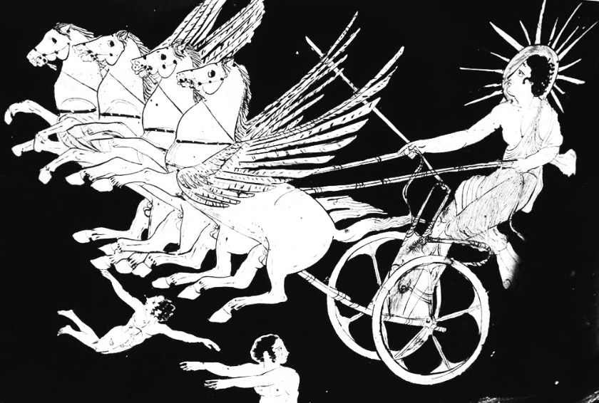 λεπτομέρεια σε αμφορέα, ο Φάεθων με το άρμα του ήλιου